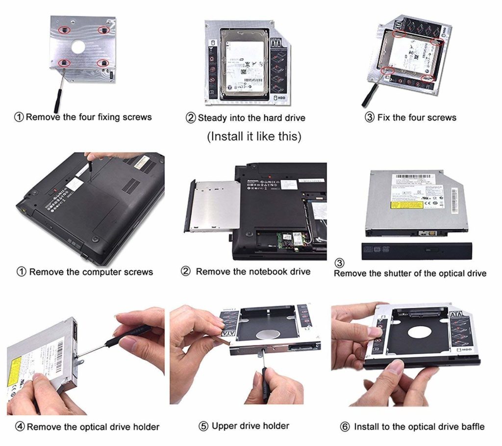 SATA 2nd Bay Hard Drive Caddy For 9 5mm Universal For CD DVD ROM 
