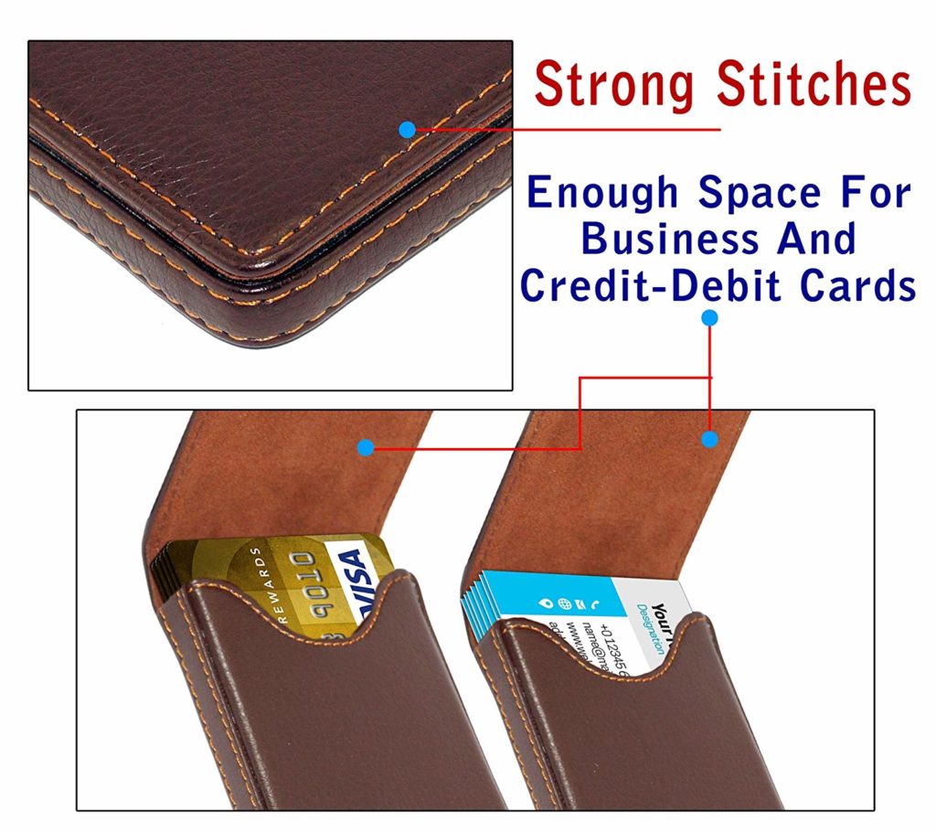 NISUN Pocket Sized Leather Stitched Credit Debit Business Visiting Card ...