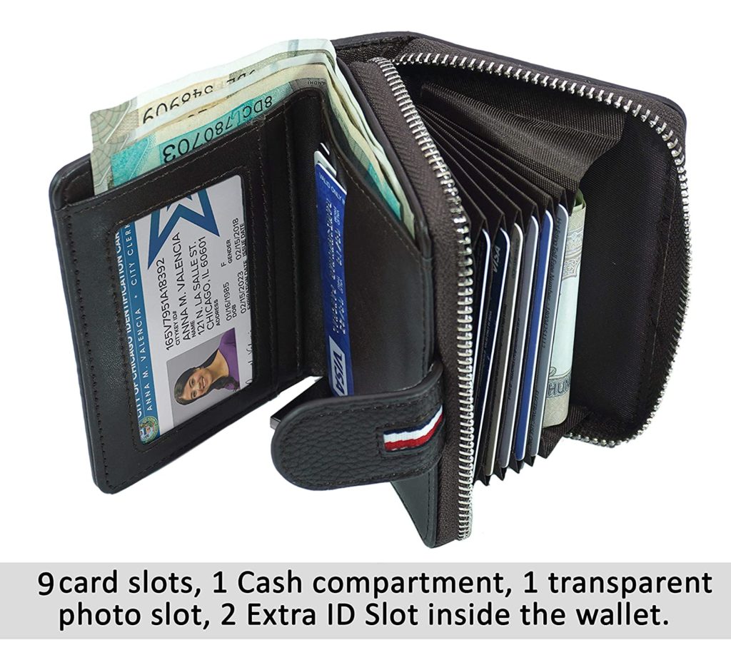 NISUN Imported 9 Slot PU Leather Debit/ATM/Credit Card Holder Zipper ...