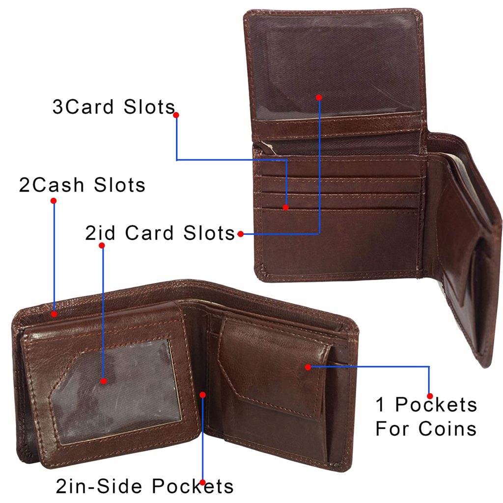 Mens Leather Wallet Genuine RFID safe Card Holder Purse Brown Navy Gift Box  US | eBay